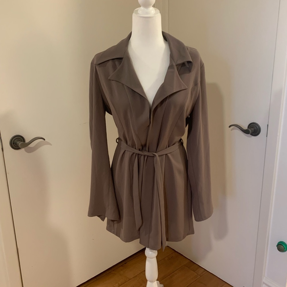 Deadstock Taupe Crepe Belted Jacket M-L